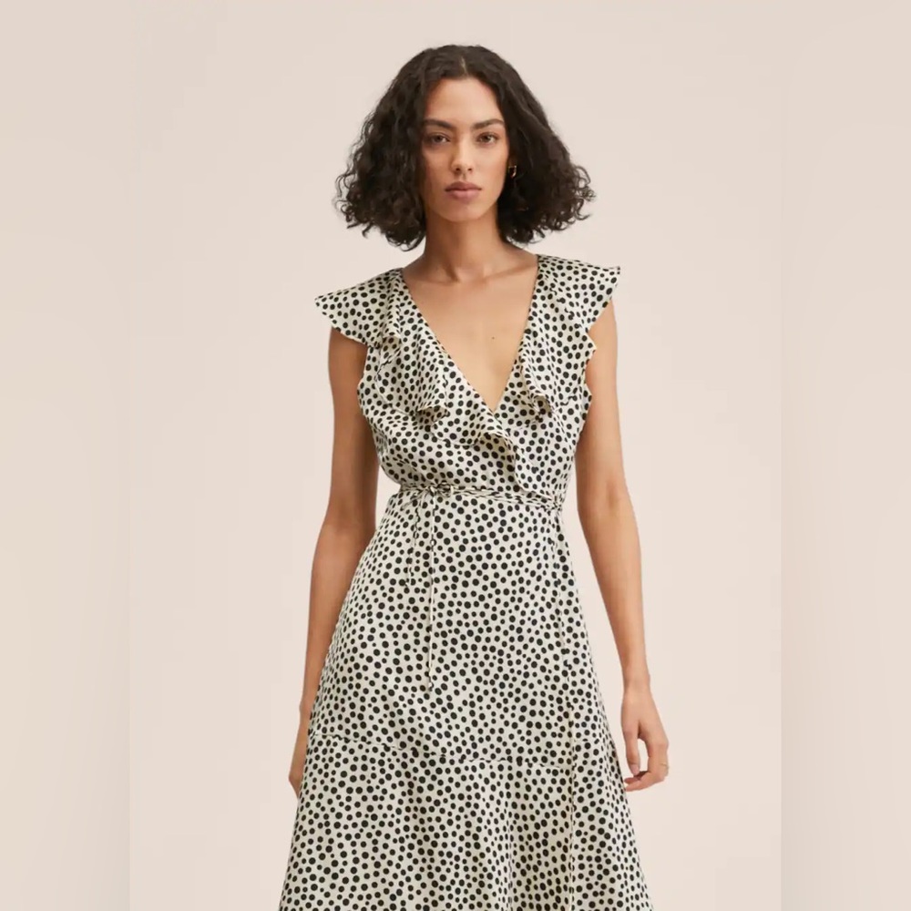Mango Polka-dot Ruffled Dress